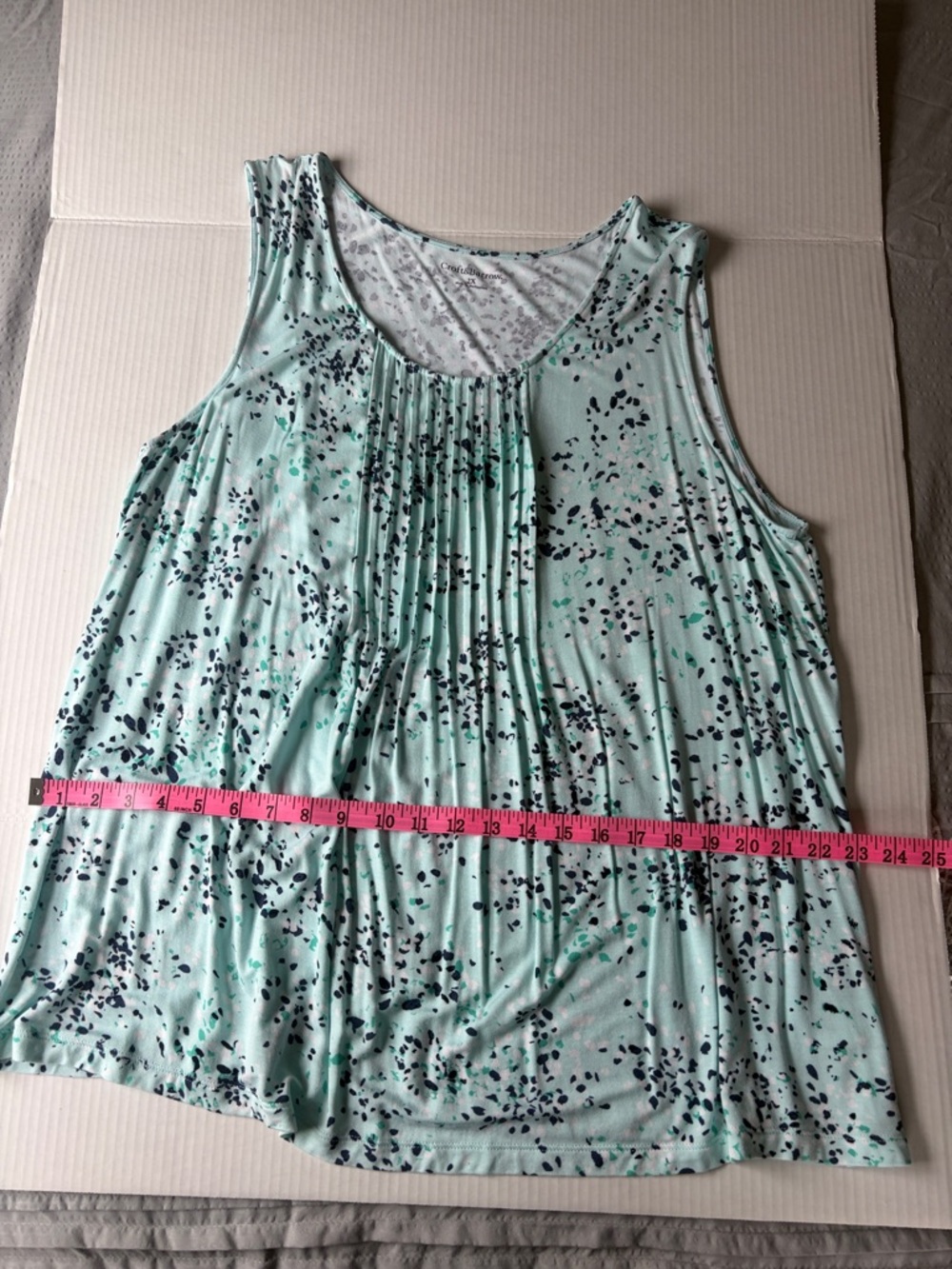 Croft & Barrow Mint Green Pleated Speckle Tank Top Sz 2X XXL - Picture 4 of 9